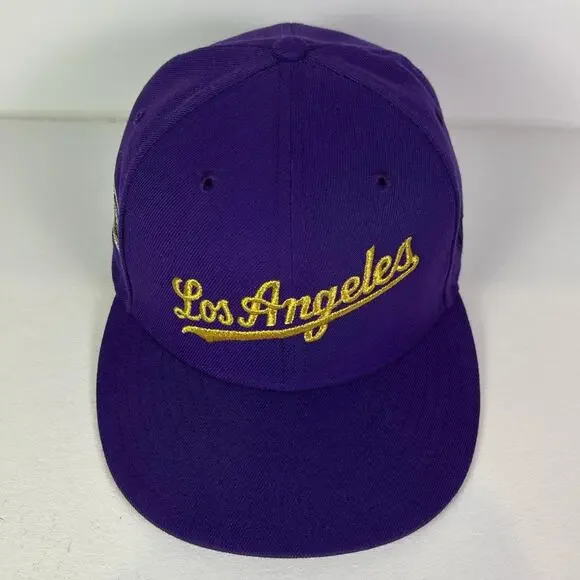 Los Angeles Dodgers Hat Club Fitted Cap 7 1/4 Purple Gold Script New Era 59FIFTY - Picture 2 of 7